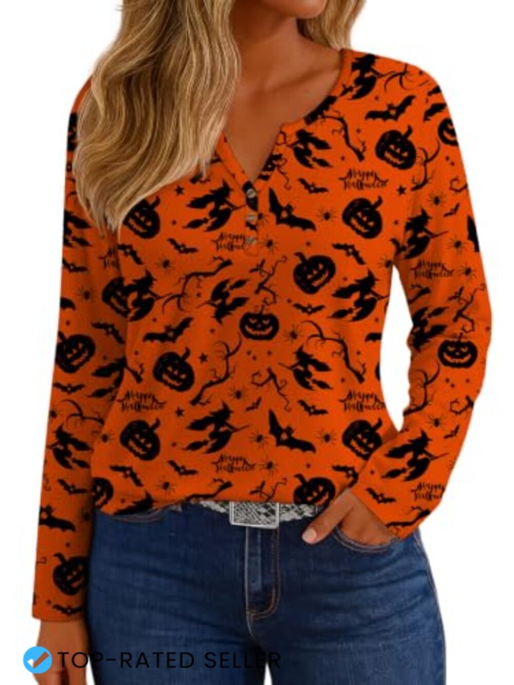 Aztec Western Long Sleeve Henley Tunic Blouse